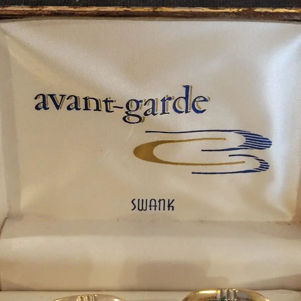 Vintage Swank cufflinks gold tone with black textured design